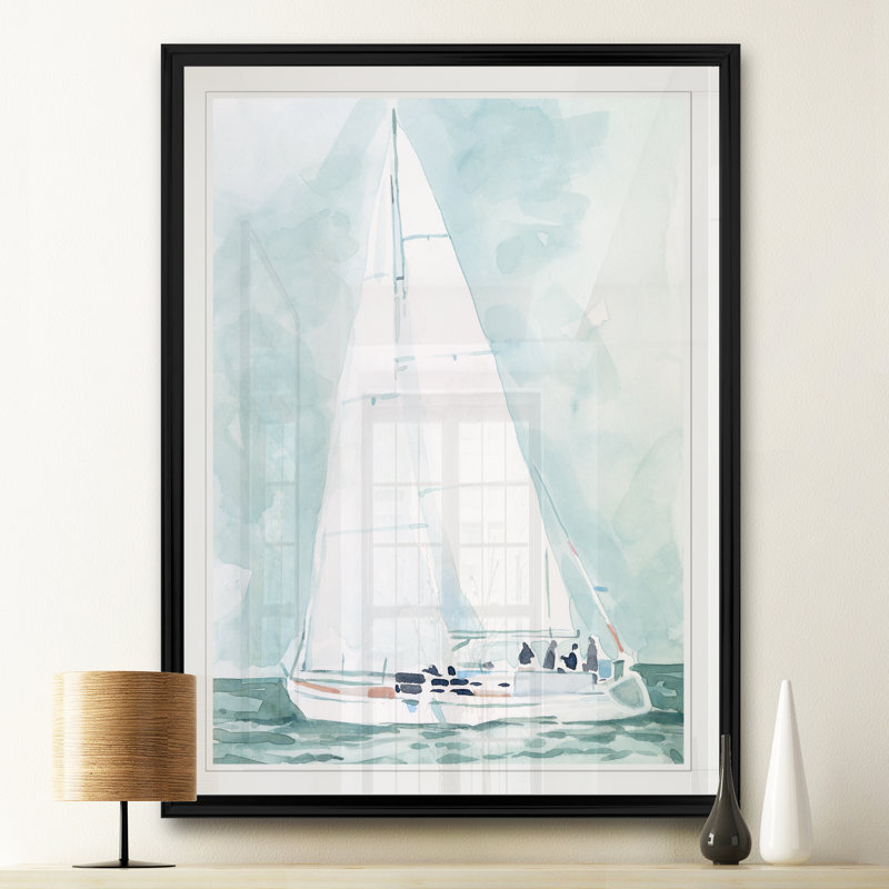 « mou voilier iv »-reproduction d’art sur toile, H 18,5 po x l 24,5 po x P 1,5 po, Cadre noir