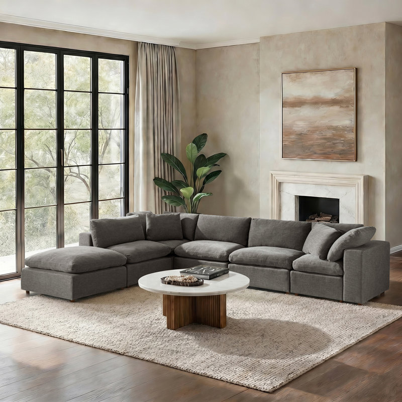Canapé modulaire rembourré Alberto, Gray Polyester
