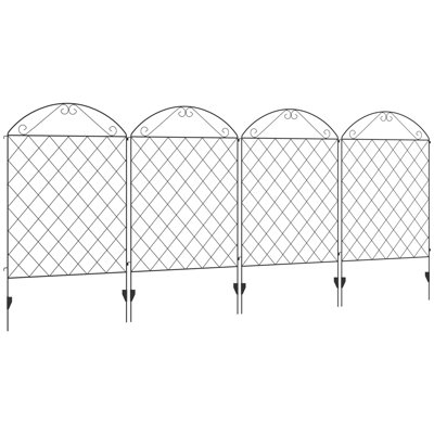 Metal Garden Fence, Bendable Interlocking Steel Panel Easy Install Ground Stake Anti-rust Outdoor Edging Border For Landscape Small Animal Isolation