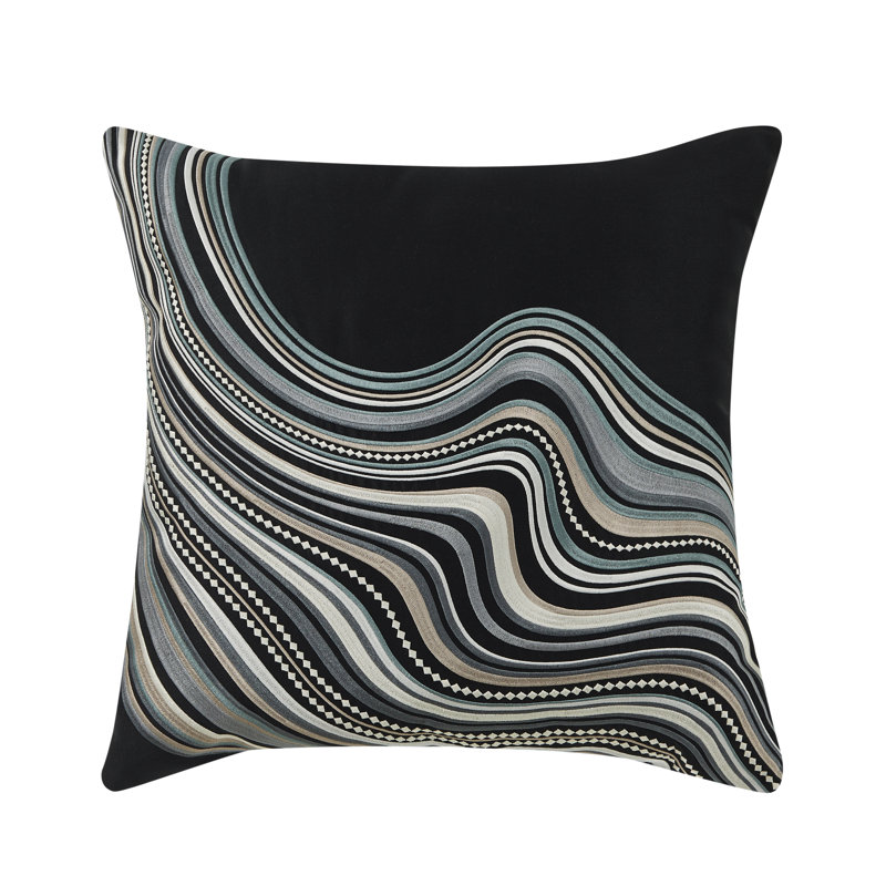 Coussin décoratif Parallel, Carré 18 po, Rayures noires