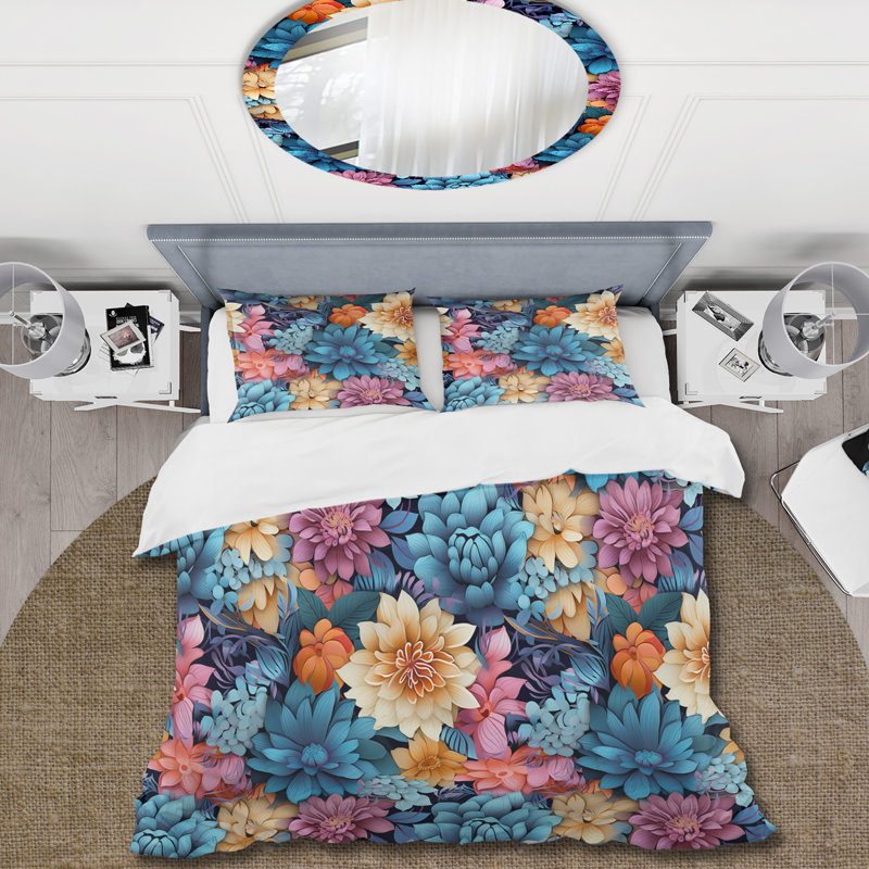 Ensemble de housse de couette Moroccan Flora Botanical, Housse de couette pour grand lit et 2 taies décor
