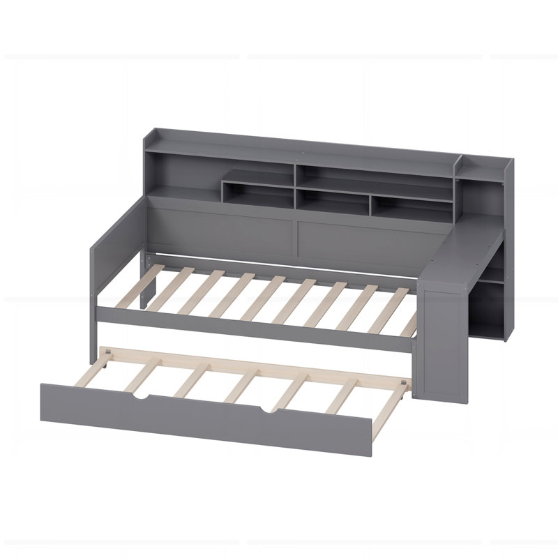 Wooden Daybed with Storage Shelves, Twin