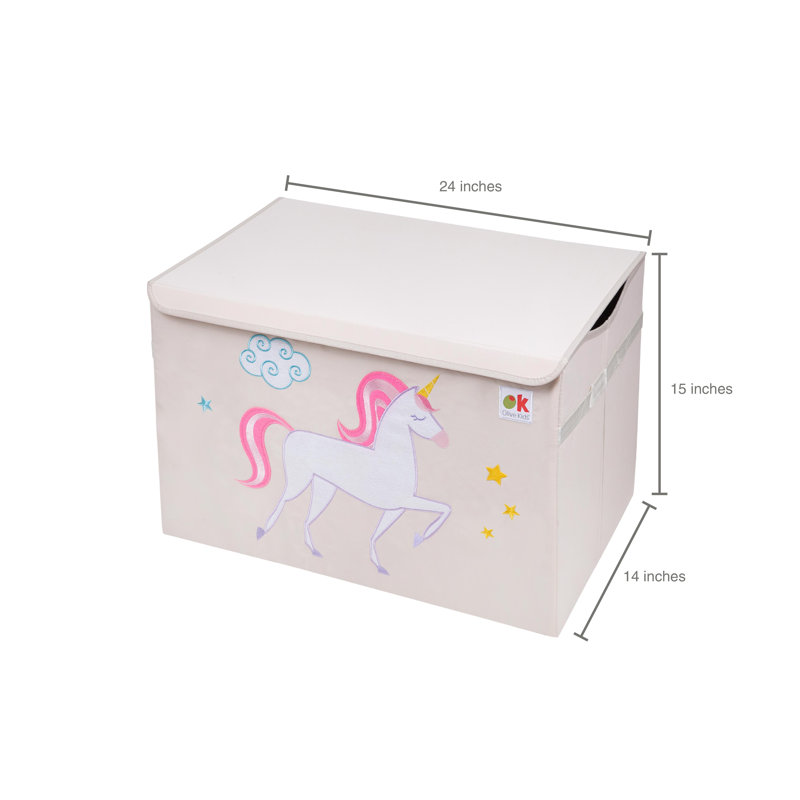Wildkin Kids Fabric Toy Chest –  Sturdy Storage Box w/ Handle for Toys & Supplies - Unicorn