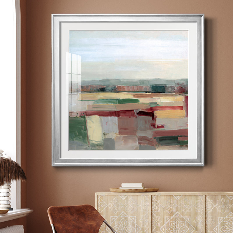Tapisserie de champ - peinture encadrée, Papier avec cadre argenté, H 30,5 po x l 30,5 po x P 1,5 po