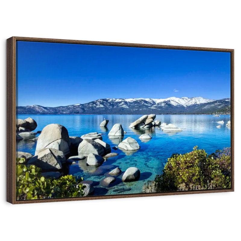 Port de sable pittoresque, 25 po x 17 po, Cadre flottant noyer