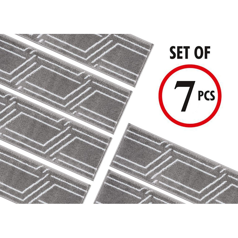 Tapis d'escalier intérieur antidérapant 9 po x 28 po Pocklingt, gris