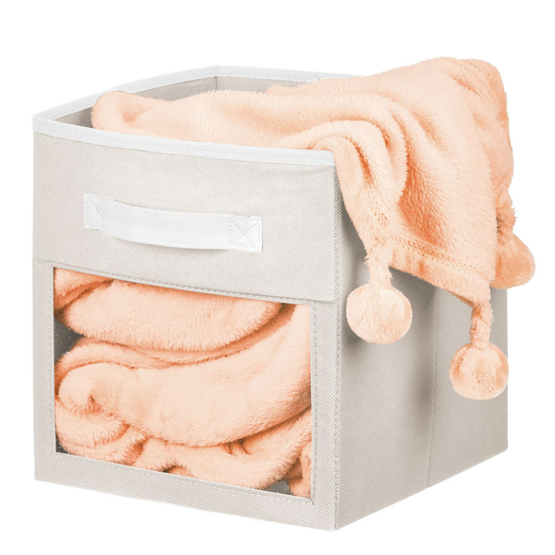 Cube de rangement pour chambre de bébé en tissu avec fenêtre avant mDesign, Gris / noir, 8