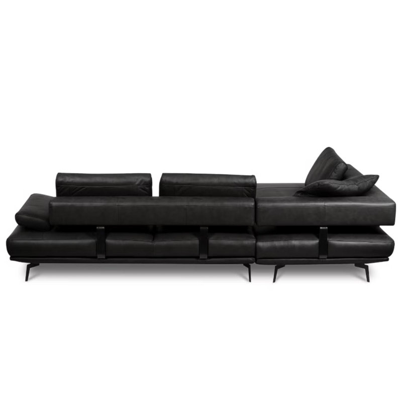 Trumansburg Leather Corner Sofa , Left Hand Facing, Black