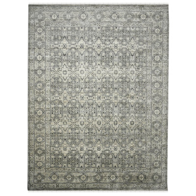 Tapis oriental gris / beige en laine noué à la main Blu Amerson