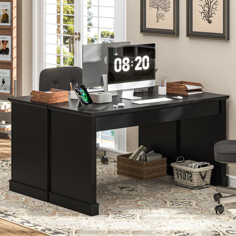 Bureau d'ordinateur 59 po Farmhouse, Noir / Noir