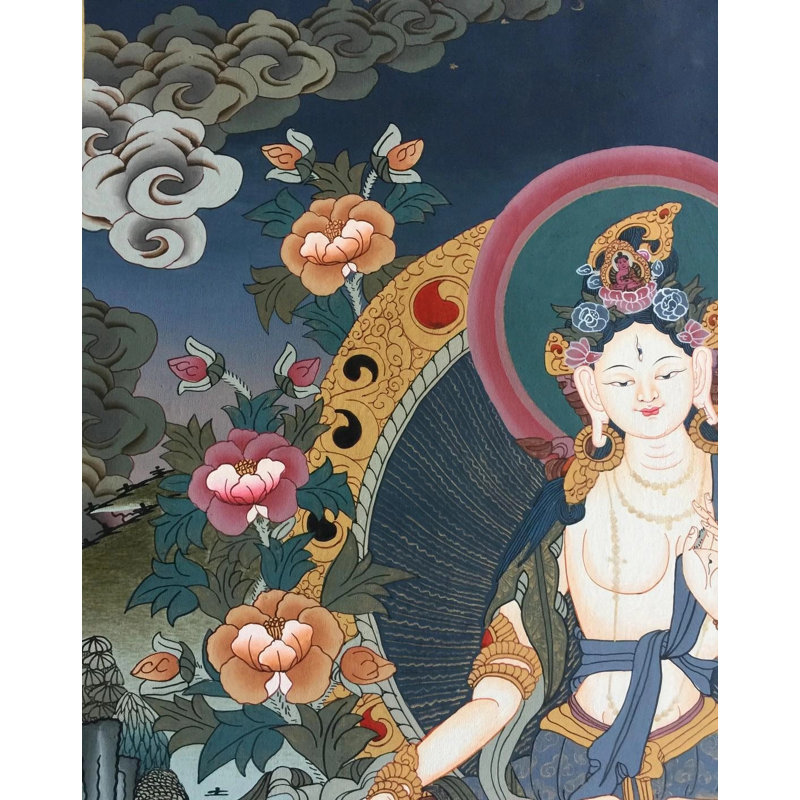 Bénédiction blanche Tara Thangka (Brocadeless Thangka)