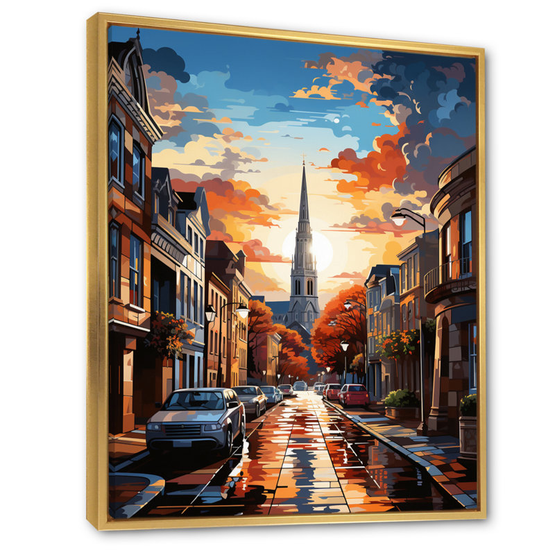 Latoyla City Charleston Popart IV sur toile, H 40 po x l 30 po x P 1,5 po, Cadre flottant doré