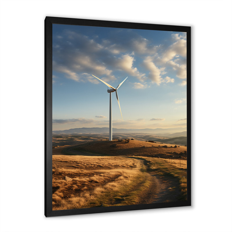 Wind Turbines Minimalist Motion I sur impression sur toile, Cadre simple noir, H 44 po x l 34 po x P 1,5 po