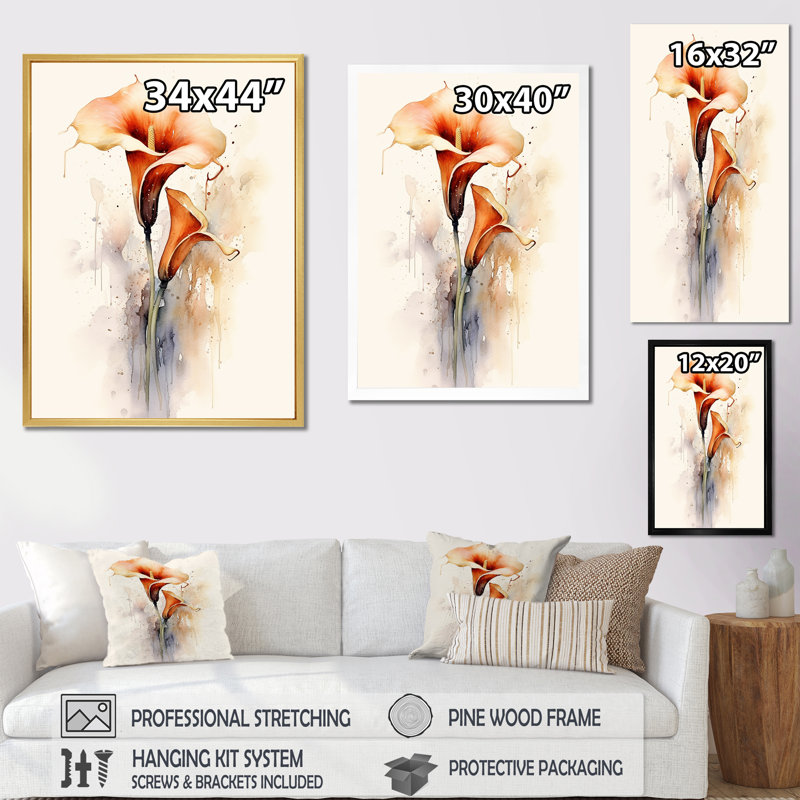 Coral Tulip Dream - Tulipes, art mural sur toile, Cadre doré simple, H 32 po x l 24 po