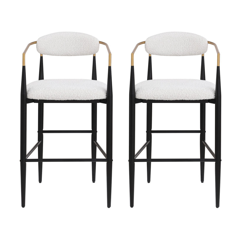 Barstools Set Of 2 (No Including  Table), Beige Seat/ Black Frame