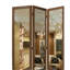 Paravent 3 panneaux en bois pliable avec miroir, blanc et argent-302181176