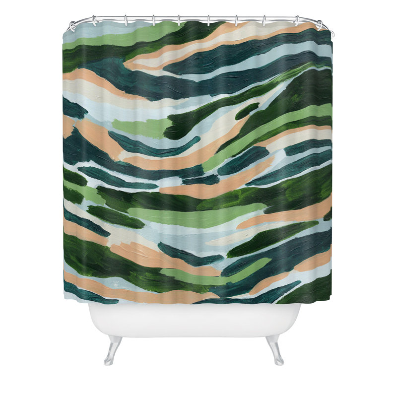 Rideau de douche Little Arrow Design Co, Bleu / vert abstrait