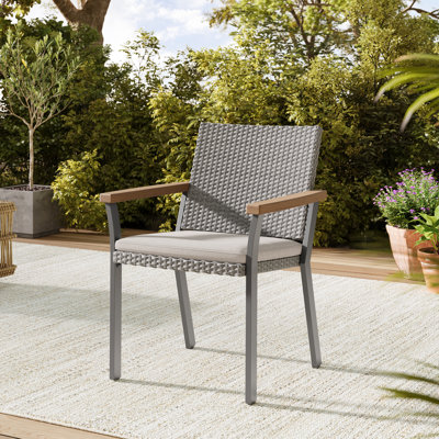Cabren Outdoor Dining Armchair with Cushion by Wade Logan