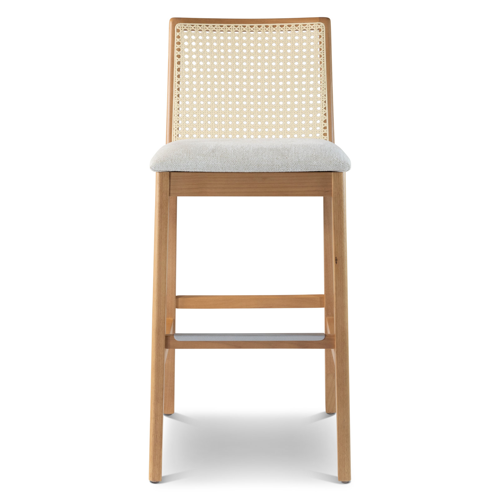 Mag Cane Bar & Counter Stool, Bar Stool (29.5" Seat Height), Light Gray/Domasco/Natural