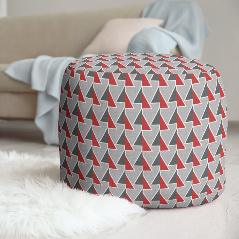 Upholstered Pouf, Red