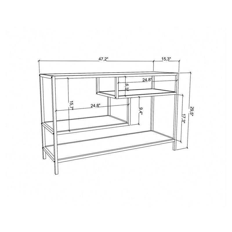 Abbondio Unfinished TV Stand for TVs up to 60", Gold/Oak