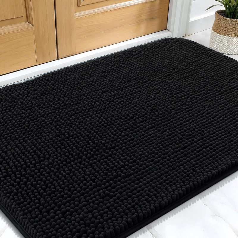 Non-Slip Indoor Doormat, 50cm W x 80cm L, Black