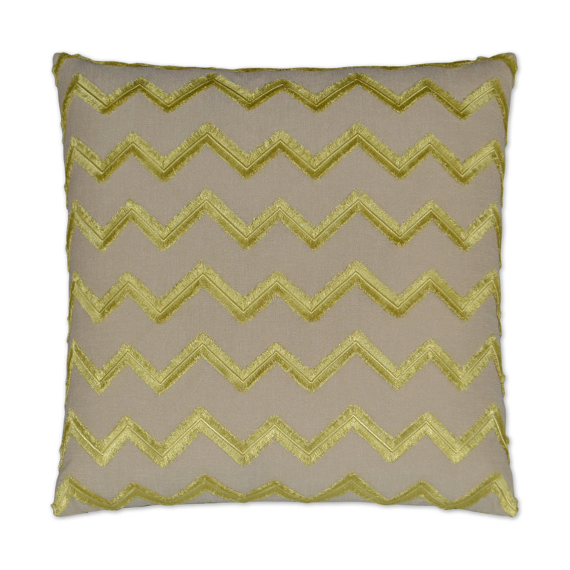 Symmetry Embroidered Throw Pillow, Citron, Square 20"