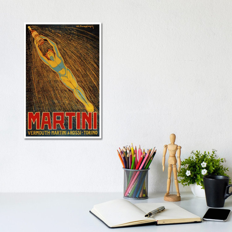Martini (Vermouth Martini & Rossi) Advertising Vintage Poster - Wrapped Canvas Print, 20.32 cm H x 30.48 cm W