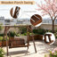 Banc de patio ergonomique en bois 2 places avec structure en bois massif, stable et antidérapant