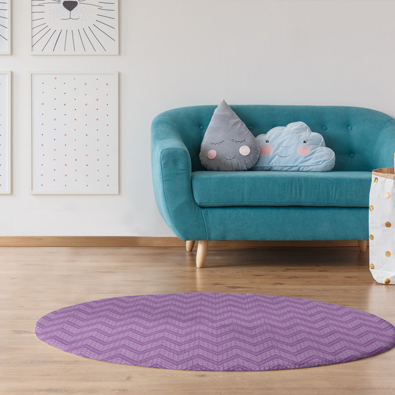 Chenille Chevron Indoor Rug, Round 5'