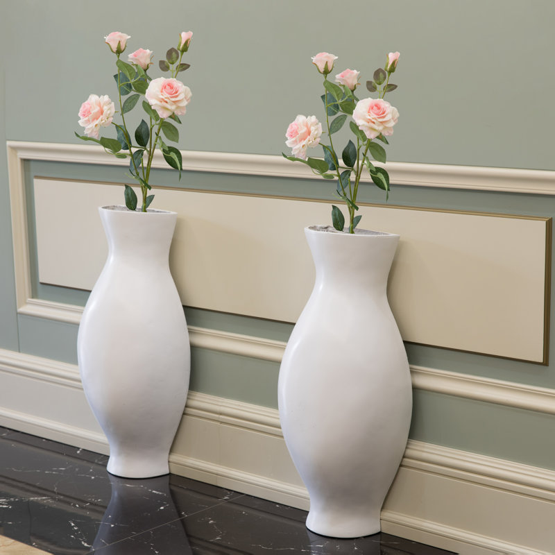 Ensemble de 2 vases de sol décoratifs en duo - noir, Blanc