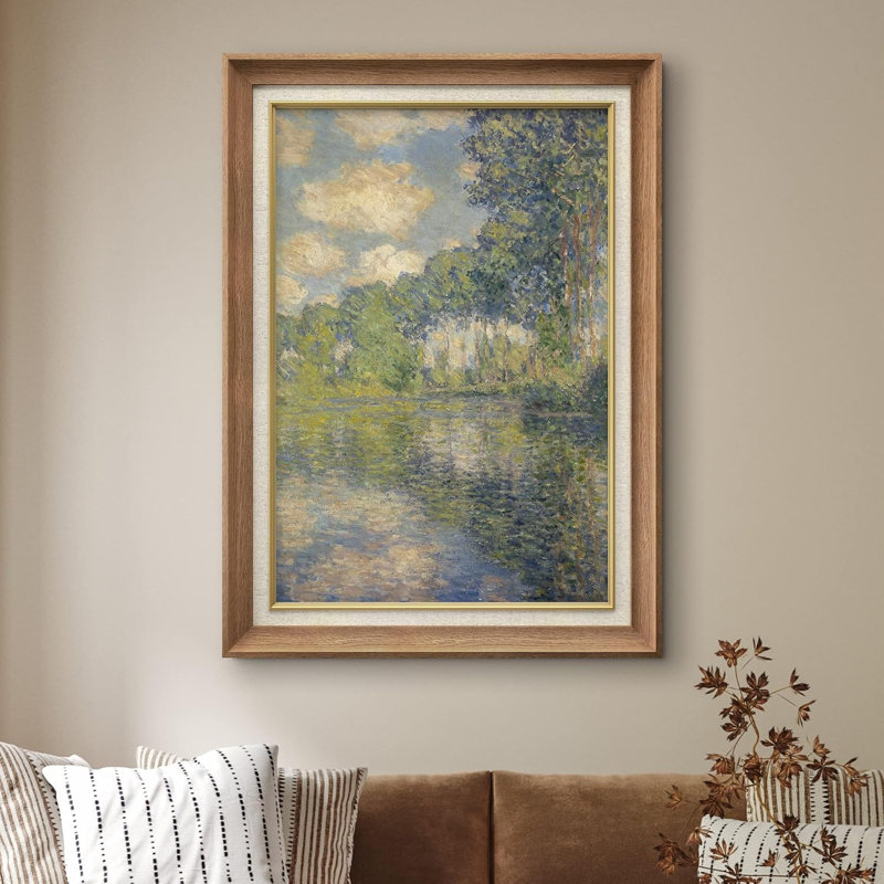 «Poplar Trees On The Epte» par Claude Monet - peinture sur toile encadrée, Naturel