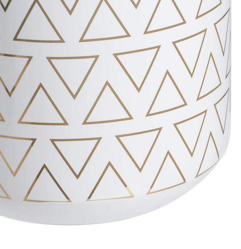 D5.9x7.9" Round White/Gold Vase