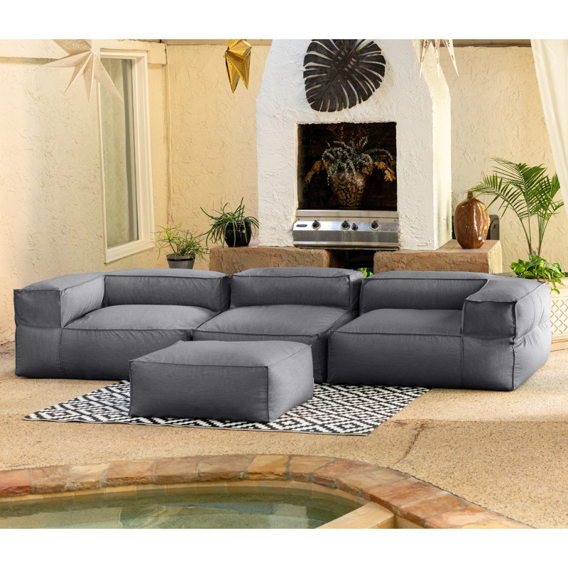 Maretta 136'' Wide U-Shaped Patio Sofa, Charcoal