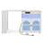 White Rolling Kitchen Island with Extended Dining Table, Mobile Kitchen Cart with Power Outlets, LED Lights & Fluted Glass Doors-1834650152