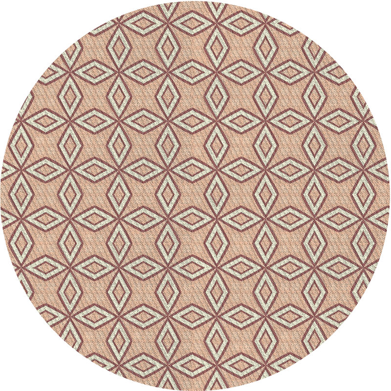Rose géométrique regil/Tapis décoratif beige, Rond 8 pi