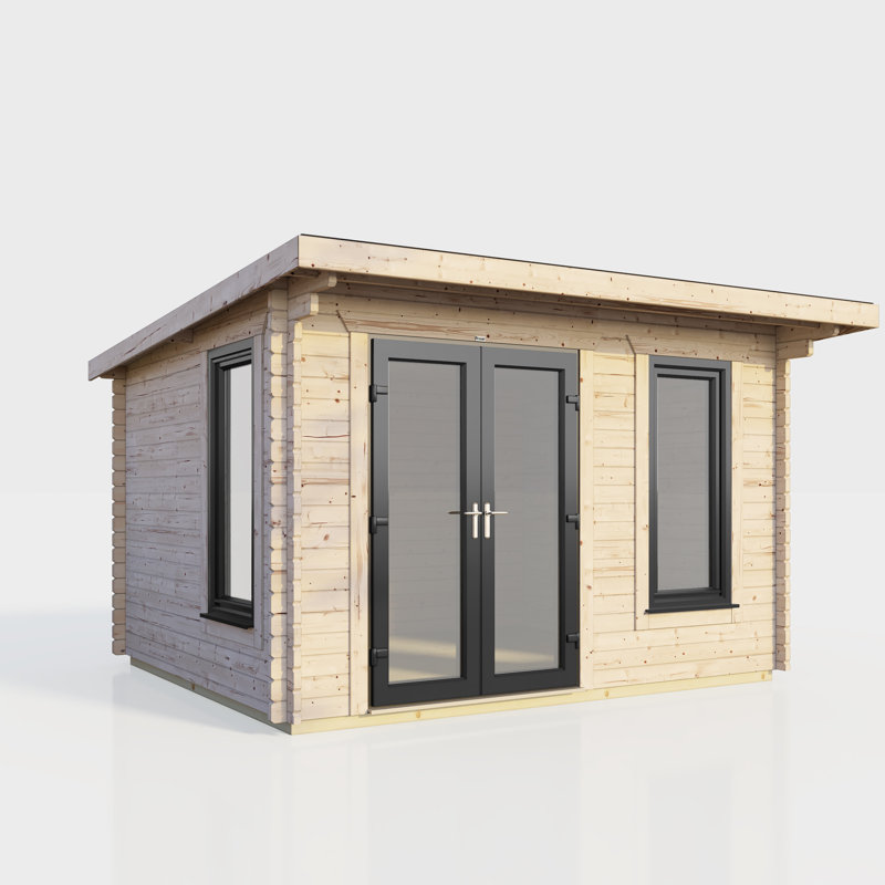Powersheds 12 x 8ft Pent Log Cabin, Doors to the Left - 44mm