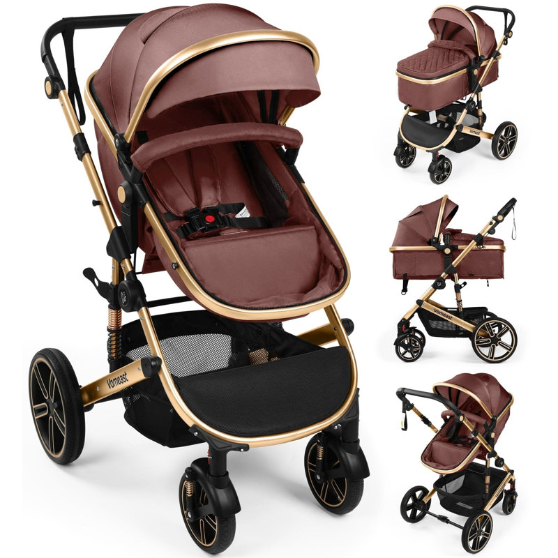 Compact Travel Stroller with Reversible Seat, Lightweight Fold for 0-36 Months,Brown, Brown
