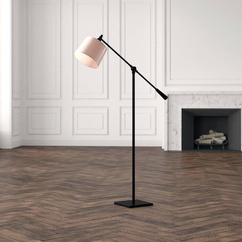 Real Simple Task Floor Lamp, Snowflake, Matte Black Powder Coat