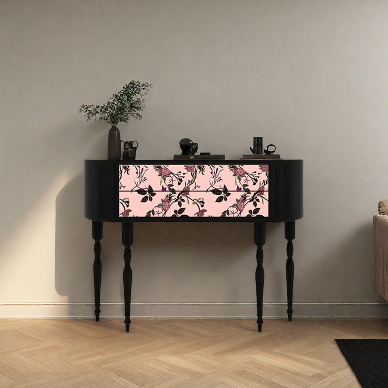Console rétro élégante avec 2 tiroirs, H 35,43 po x l 47,24 po x P 11,81 po
