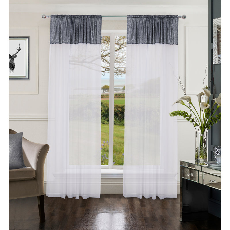 Moaied Sheer Curtain Pair, Navy, 142 x 160 cm