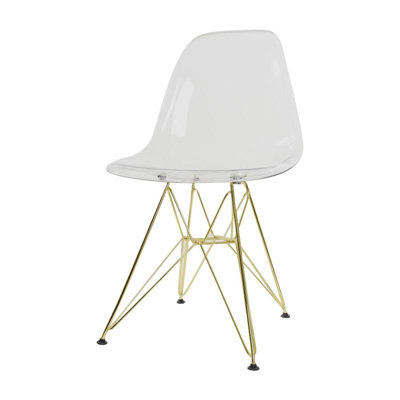 White Color Molded Side Chair with Gold Base