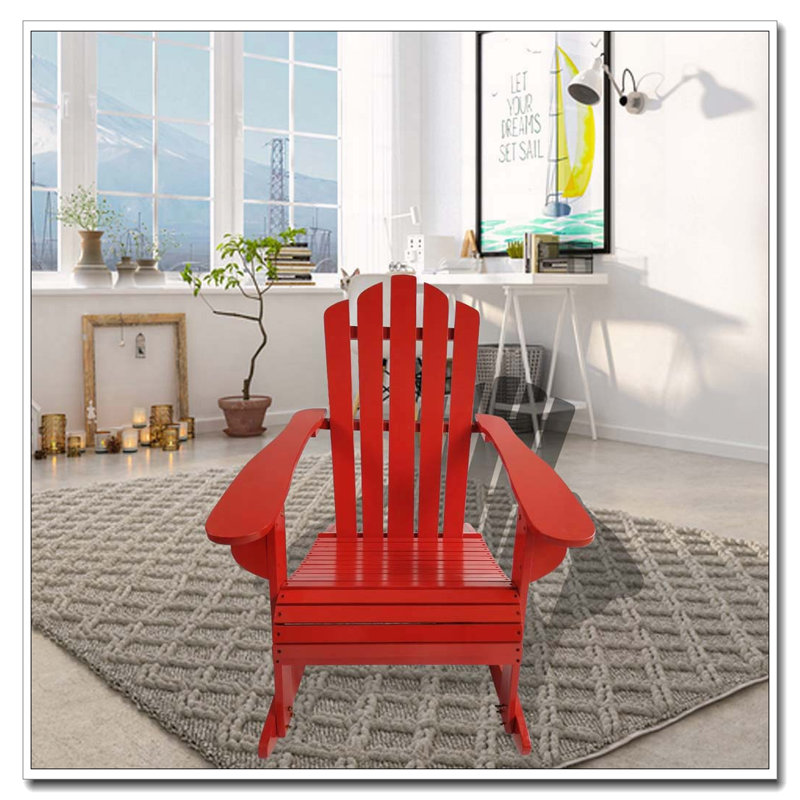 Reclining Wooden Outdoor Adirondack Rocking Chair