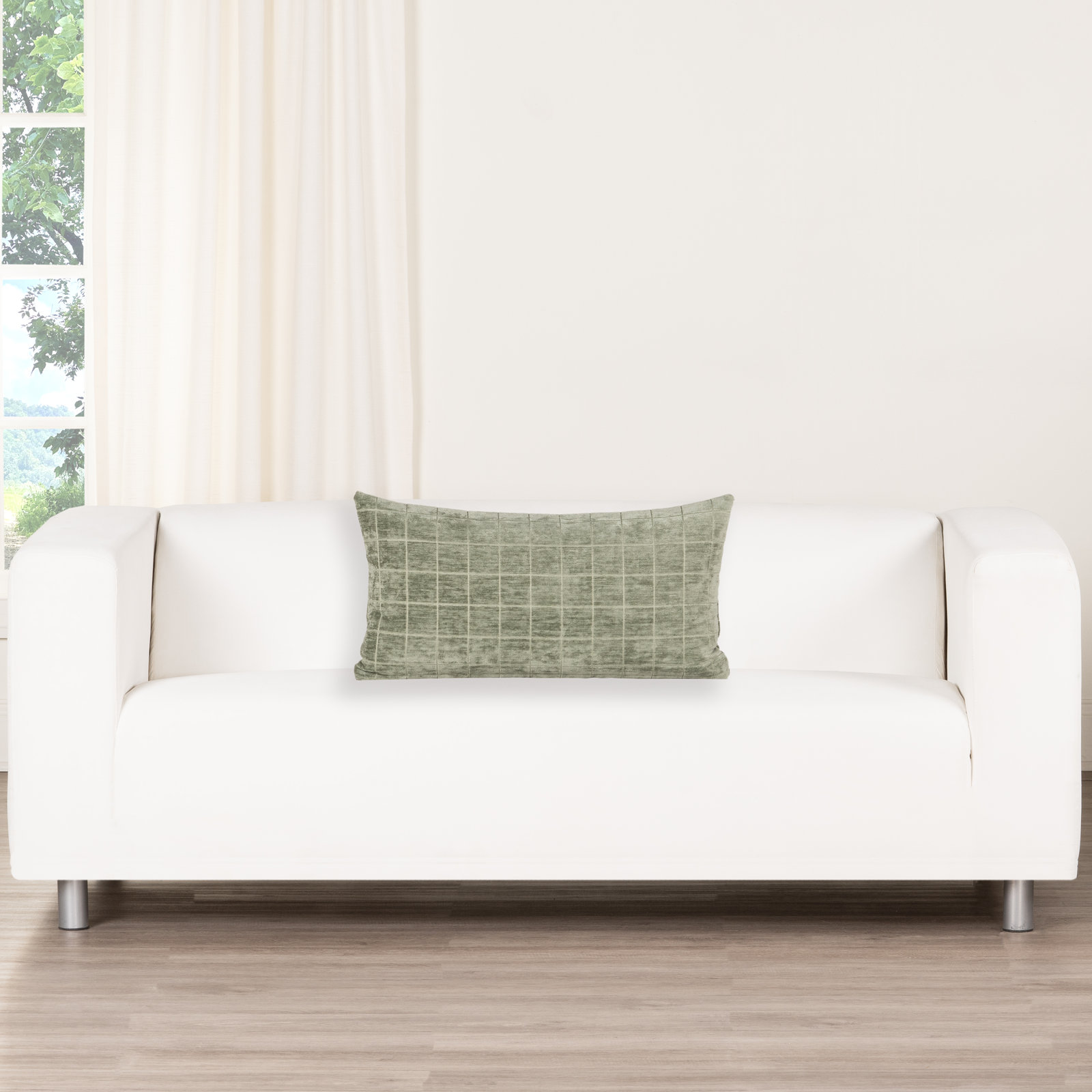 Throw Pillow, Polyester, 12"H x 21"W, Laurel Green Block