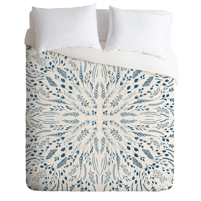 Iveta Abolina Polyester Floral Duvet Cover, Twin Duvet Cover + 1 Sham, Indigo