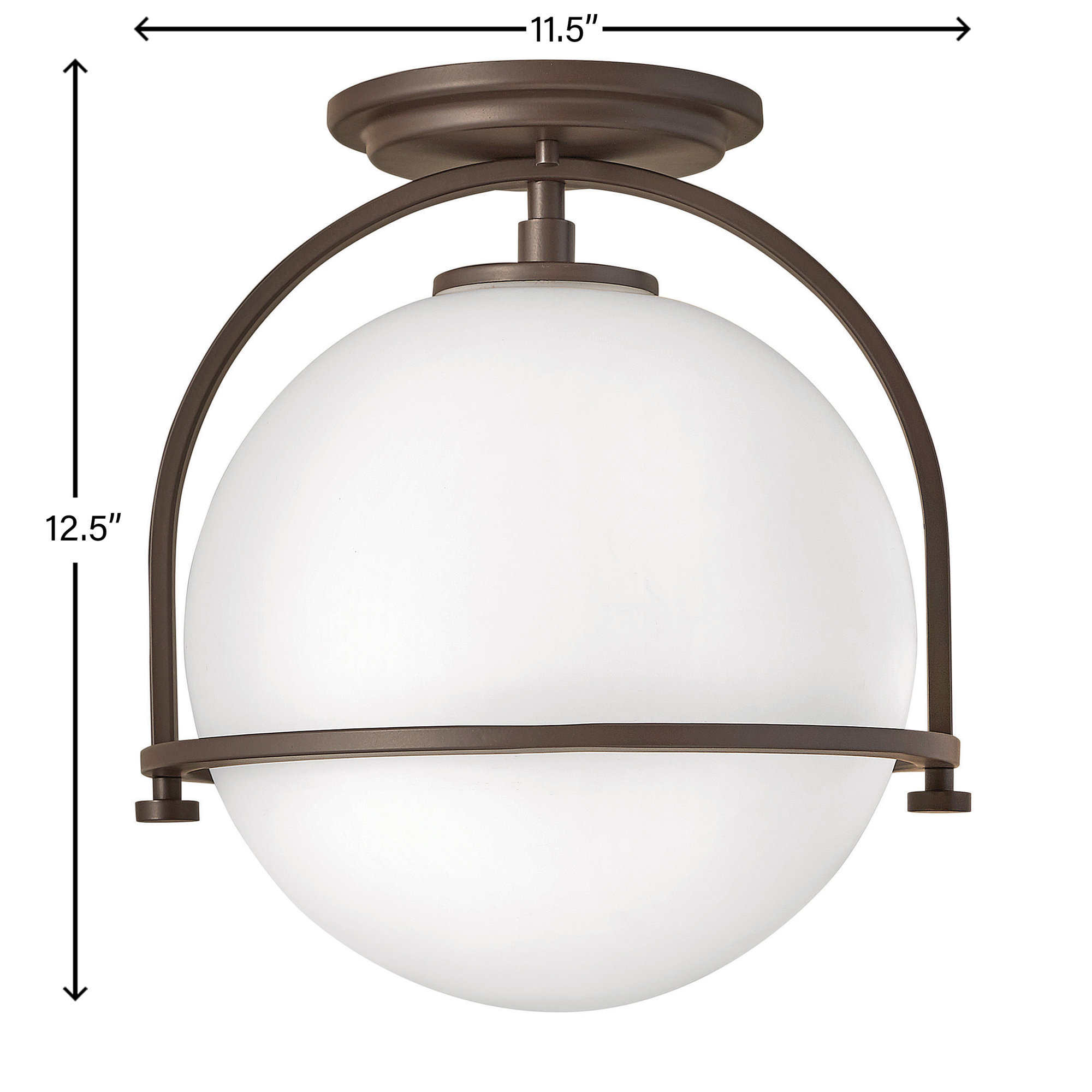McCormick Hand Blown Glass Semi Flush Mount, Buckeye Bronze