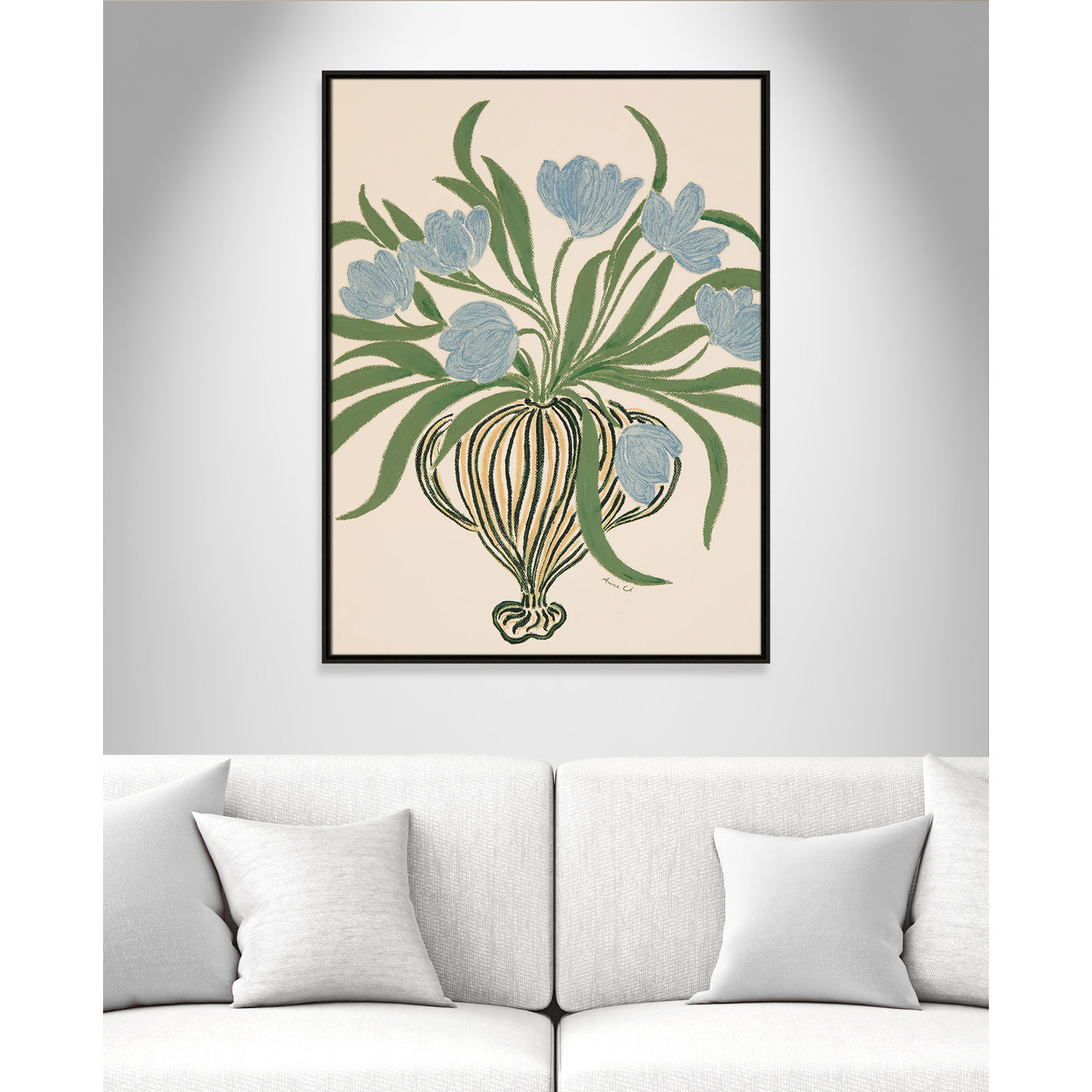Colette "La Poire Blue Tulips" Print, Espresso, 41.5" H x 31.5" W
