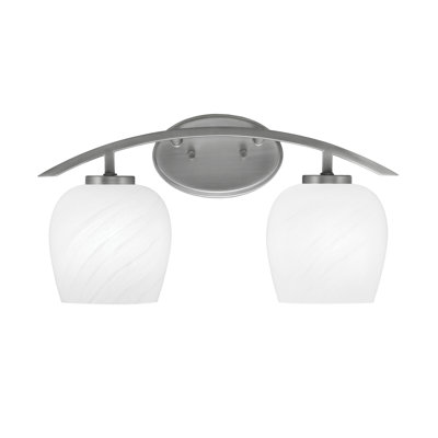 Kurve 2 Light Bath Bar With 6" White Marble Glass