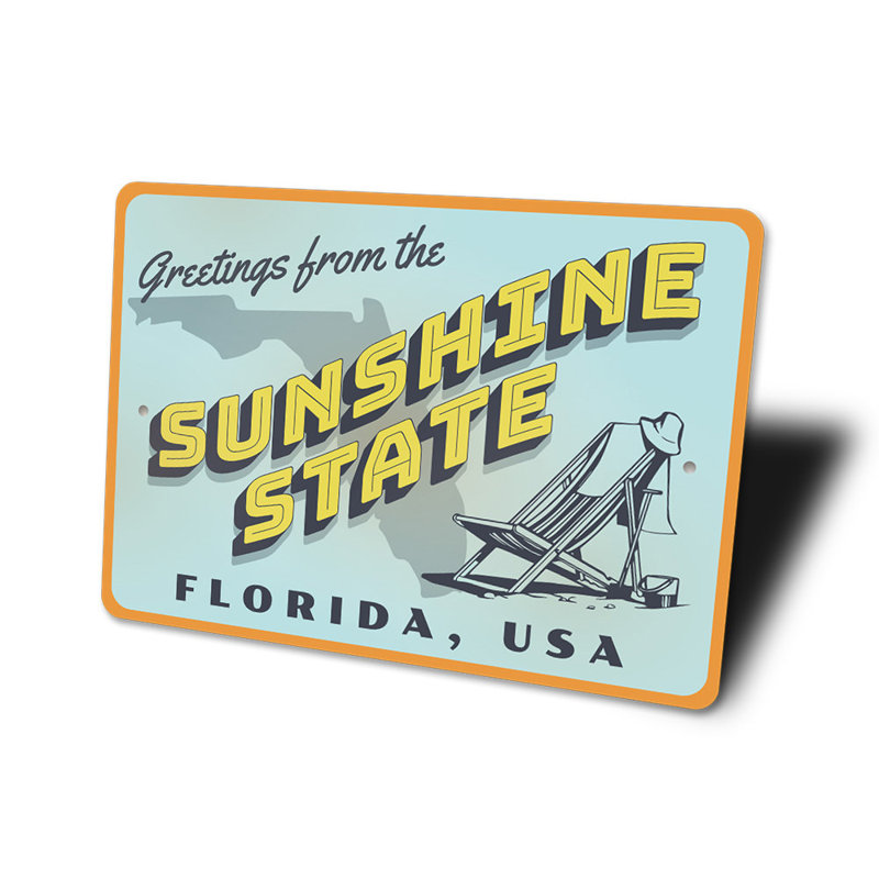 Panneau en aluminium Sunshine State Greetings, H 12 po x l 18 po x P 0,06 po