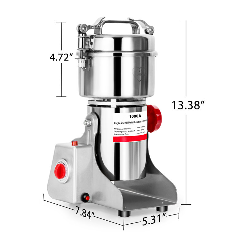 1000g Electric Grain Grinder Mill 25000rpm High-Speed Flour Mill Commercial Motor Pulverizer Powder Grinders Machine for Dried Cereals Grains Spices H